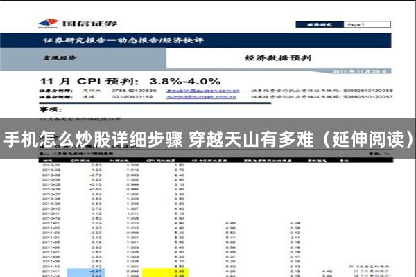 手机怎么炒股详细步骤 穿越天山有多难（延伸阅读）